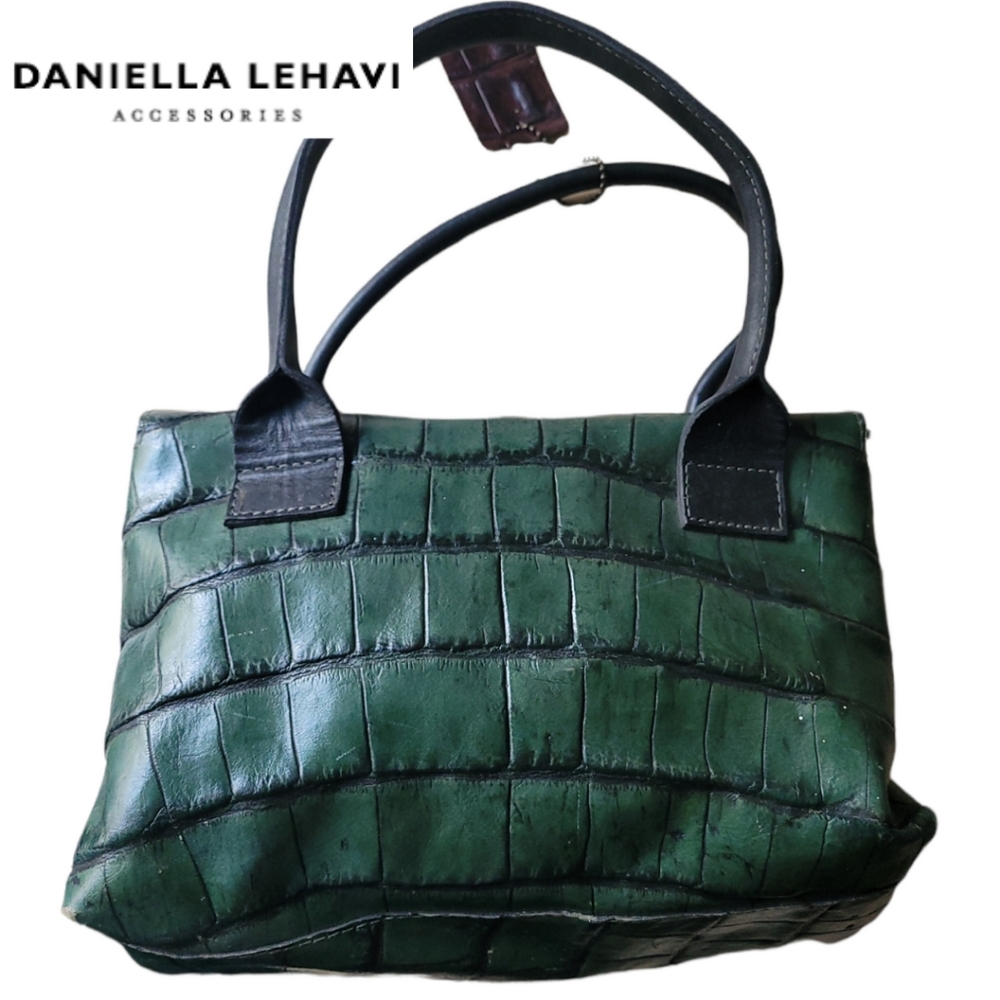 Daniella Lehavi Green Faux Croc Leather Mini Bag